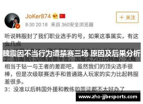 魏震因不当行为遭禁赛三场 原因及后果分析